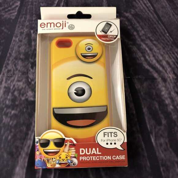 Emoji  Yellow One Eyed Smiley IPHONE 5C Case SLEEVE DUAL PROTECTION - Picture 1 of 7